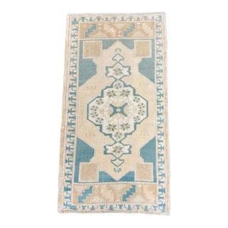 Turkish Mini Rug Oriental Hand Knotted Vintage Rug 1'10" x 3'5" #17468 For Sale