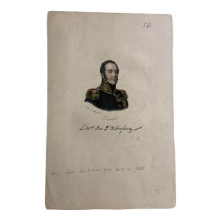 Antique French Hand Colored Lithograph Suchet Duc Print For Sale