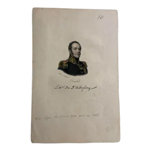Antique French Hand Colored Lithograph Suchet Duc Print
