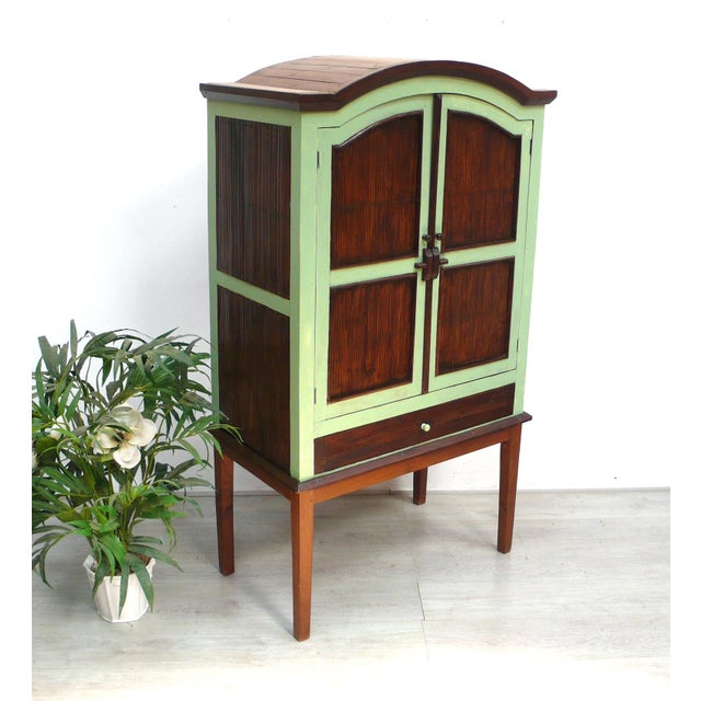 Rustic Tiki Bamboo Cabinet with Two Doors and Drawer, 1970s For Sale - Image 3 of 8