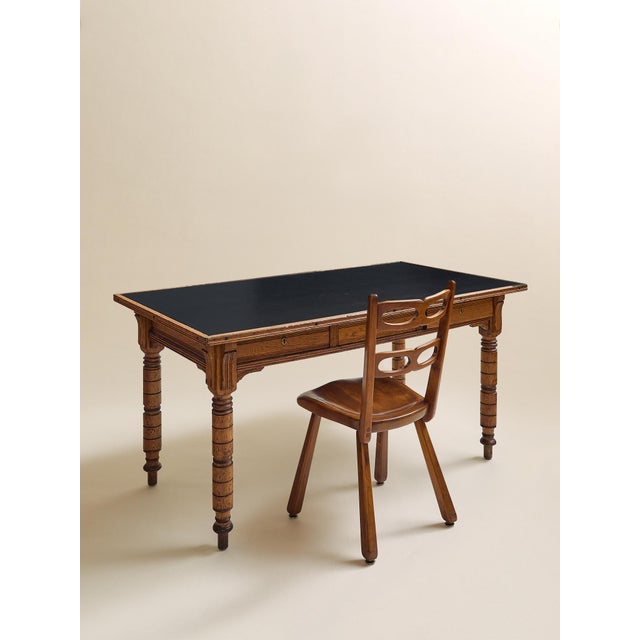 1960s The Vintage Carved-Leg Leather Top Desk For Sale - Image 5 of 16