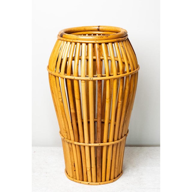 Bamboo umbrella stand, Made in Italy, 1950s. Italian bamboo umbrella stand with a distinctive shape that characterizes the...