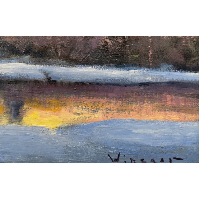 Contemporary When the River Speaks by Seth Winegar | Oil on Panel Winter River at Dusk For Sale - Image 3 of 10