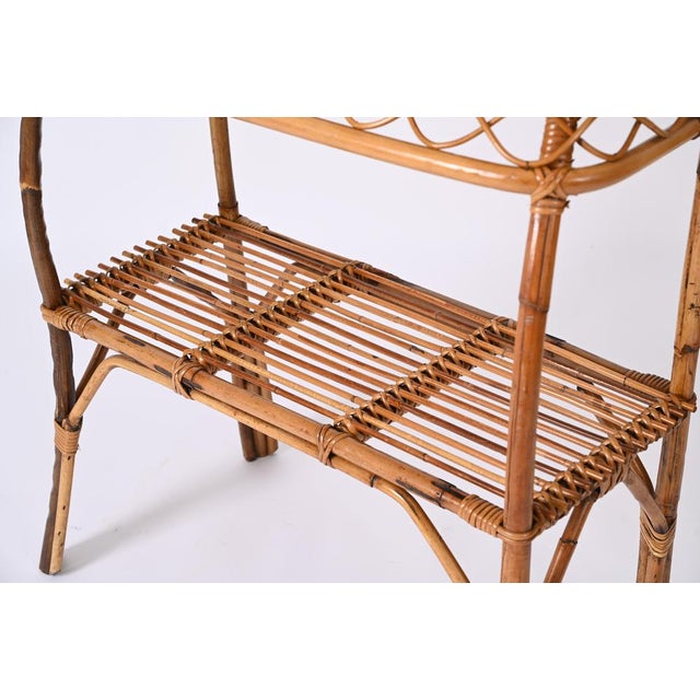 Mid-Ccentury Bamboo and Rattan Cocktail Console Table attributed to Franco Albini, 1960s For Sale - Image 15 of 18