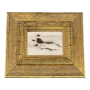 Contemporary Original Abstract Black Ink Painting Chunky Heavy Vintage Gold Frame