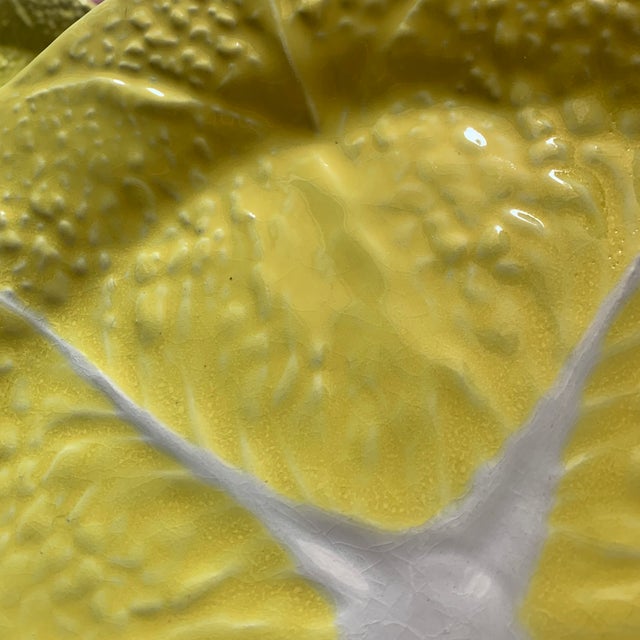 1970s Secla Majolica Pottery “Yellow Cabbage Leaf” - Serving for 5, 20 Pieces For Sale - Image 12 of 12