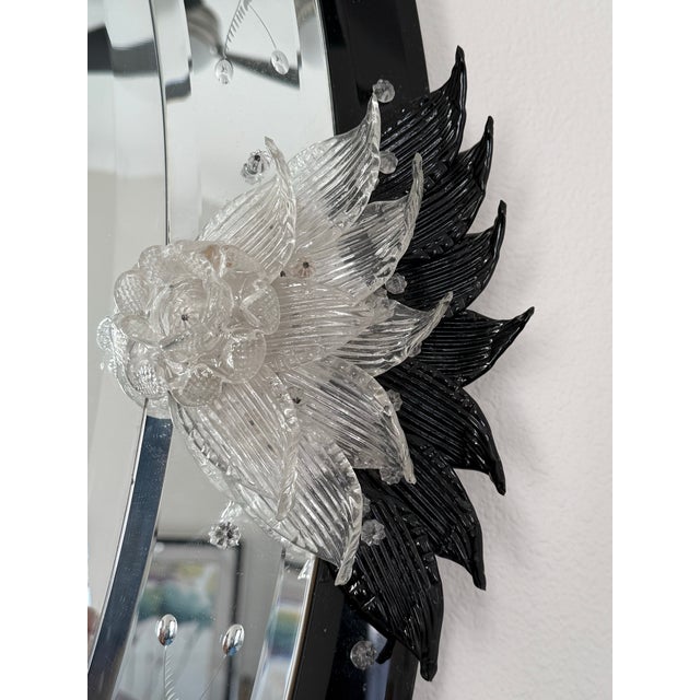 Art Deco Venetian Murano Glass Wall Mirror Vintage For Sale - Image 3 of 12