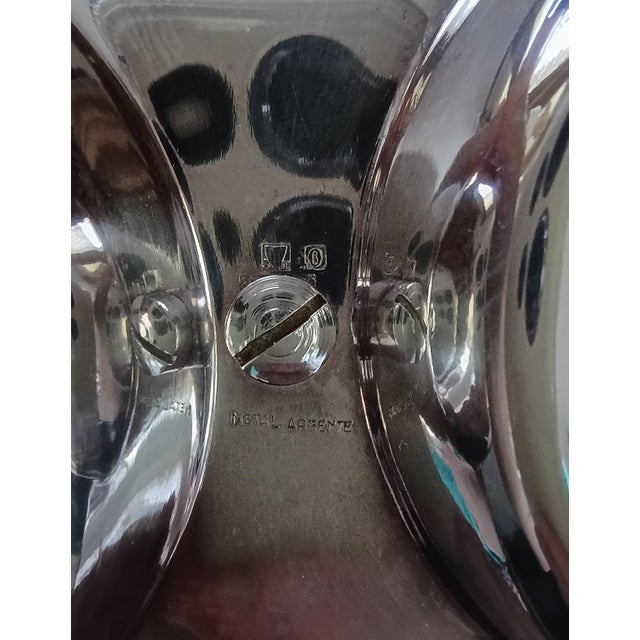 1940s French Antique Crystal & Silver Plate Cruet Serving Set Pair For Sale - Image 14 of 16