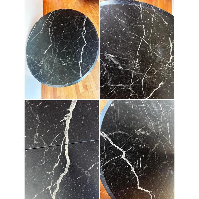 Vintage Marble and Ebonized Wood Oval Extendable Dining Table, 1980s For Sale - Image 10 of 12