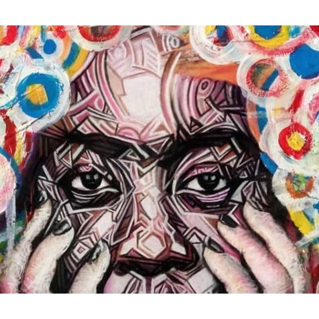 Modern "Questions", Acrylic and Charcoal Painting on Paper by Ara Deinde For Sale - Image 3 of 4