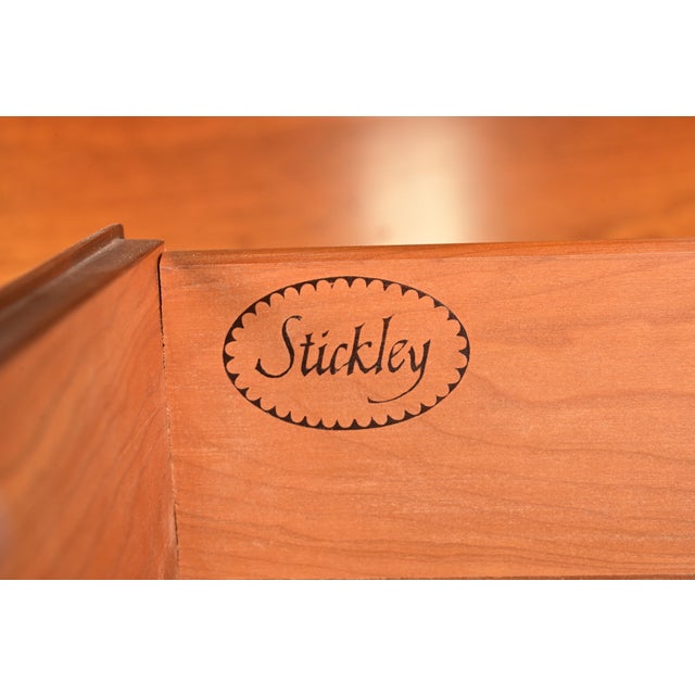 L. & J. G. Stickley Georgian Cherry Wood Bureau With Drop Front Secretary Desk and Bookcase Hutch For Sale - Image 13 of 14