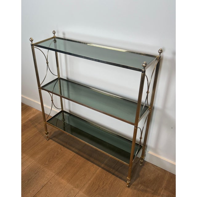 Neoclassical 1940s Neoclassical silver metal shelves in the style of Maison Jansen For Sale - Image 3 of 12