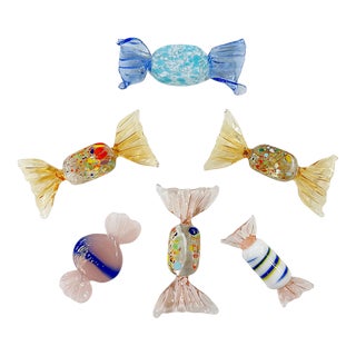 Mid-Century Murano Attributed Blown Glass Candies - Set of 6 For Sale