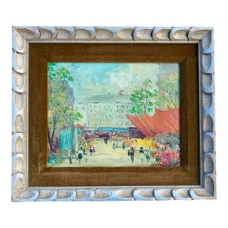 Mid Century Impressionist Marketplace Painting For Sale