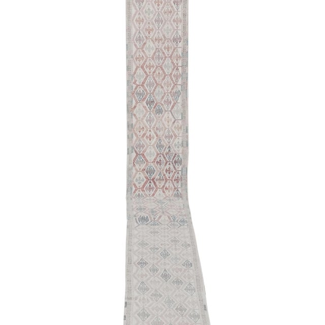 Vintage Faded Turkish Jajim Kilim Rug - Stair Runner 1'8" X 19' For Sale - Image 4 of 12