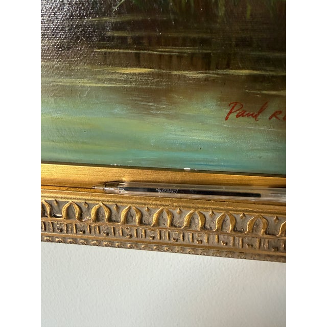 Vintage European Countryside River Landscape Oil Painting on Canvas – Framed For Sale - Image 16 of 17