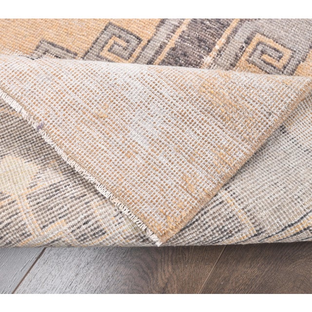 Textile 2'6x11'2 Natural Vintage Geometric Turkish Hand-Knotted Runner Rug For Sale - Image 7 of 9