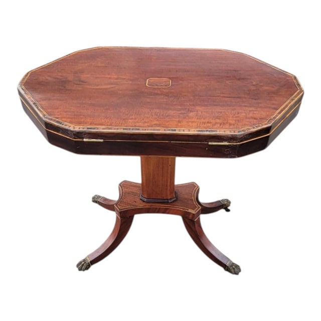 19th C English Regency Mahogany Inlaid Jewelry Display Work Table For Sale - Image 4 of 18