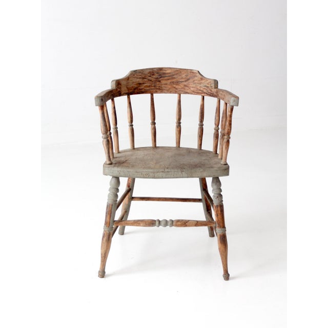 Antique Painted Captain's Chair For Sale - Image 4 of 15
