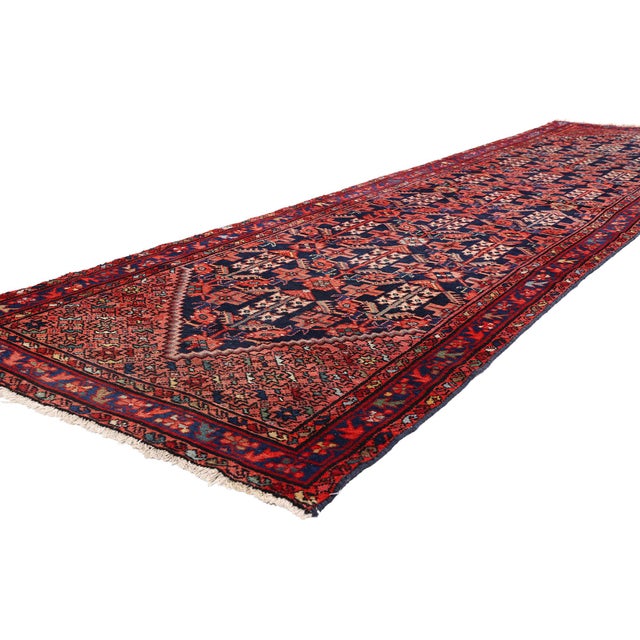 90049 Antique Persian Malayer Rug Runner, 03'03 x 13'03. The Celestial Lattice: Late 19th Century Persian Malayer...