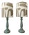 Vintage Wooden Lamps with Modern Lampshades, 1980s, Set of 2 For Sale