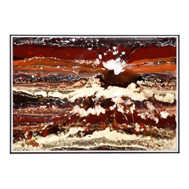 Contemporary Art Work Behind Glass With a Wood Frame For Sale