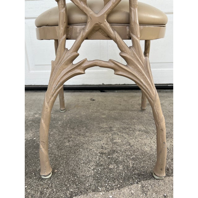 Vintage Hollywood Regency Era Banana Leaf Cast Aluminum Chairs 2 Pieces For Sale - Image 15 of 17