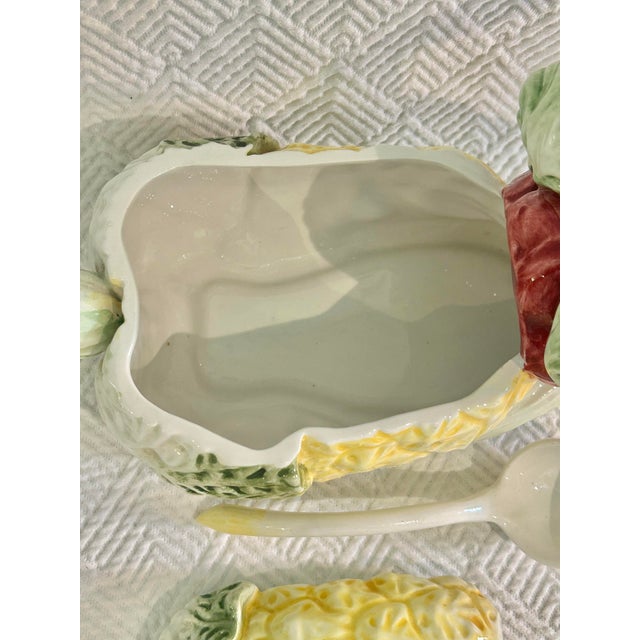 Green 2006 Vietri Italy Bunny “Botanical Animals Collection” Rabbit Tureen With Lid and Ladle For Sale - Image 8 of 12