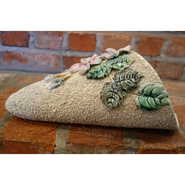 Antique French Majolica Barbotine Wall Pocket Flower Vase 19th Century Confetti For Sale - Image 11 of 13