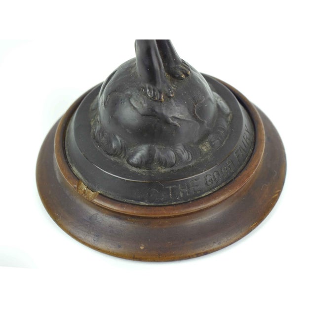 Wood Antique 1916 Art Nouveau Jessie McCutcheon Raleigh the Good Fairy Bronze Statuette on Wooden Base For Sale - Image 7 of 10