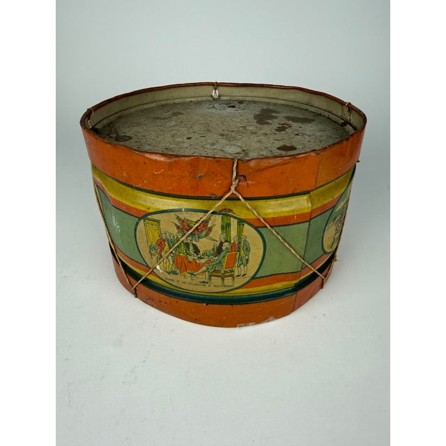 Early 20th Century Rare Vintage J. Chein & Co. Patriotic Tin Lithograph Toy Drum | Abraham Lincoln Americana Folk Art Decor For Sale - Image 5 of 12