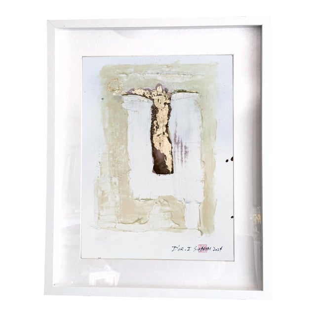 D'or. I Abstract Gold Leaf Framed Painting For Sale
