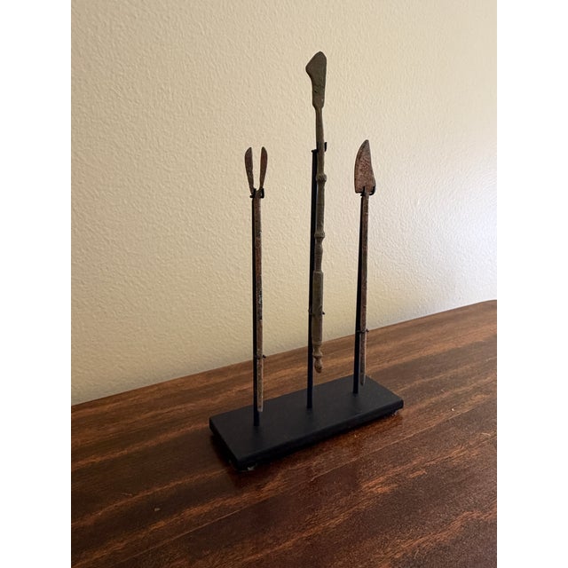 Contemporary Collection of Three Ancient Roman Bronze Medical Instruments on Custom Museum Mounts For Sale - Image 3 of 9