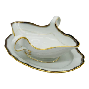 Meissen Porcelain Cobalt & Gold Rim Decorated Sauce Boat