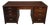 Vintage Asian-Inspired Dark Wood Executive Desk With Brass Hardware & Fretwork For Sale