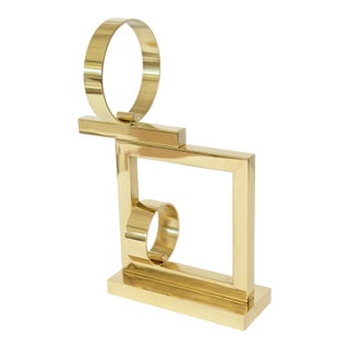 Vintage Margret Wasserman- Levy Geometric Brass Sculpture, 1970's For Sale