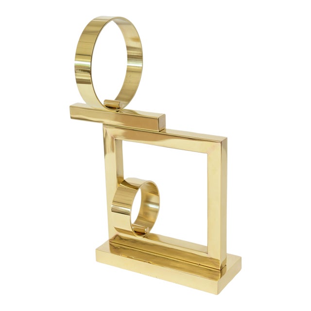Vintage Margret Wasserman- Levy Geometric Brass Sculpture, 1970's For Sale