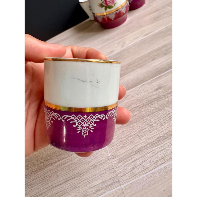 Metal Vintage Japan Tea/Coffee Set With Iridescent Purple & Gold Details by Vandel – 7 Pc Set For Sale - Image 7 of 8