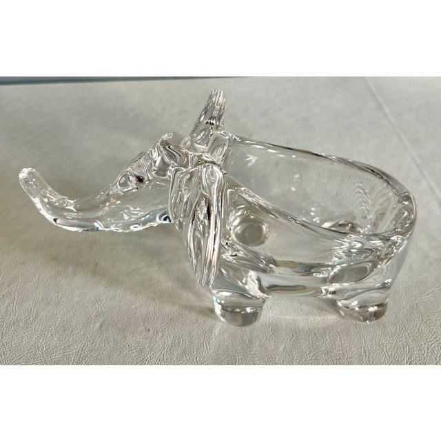 Vintage (1970's) Elephant Candy Dish/ Bowl/Jewelry Dish. Made of Crystal Art Glass. The Measurements: 9"W x 5"D x 4.5"H...