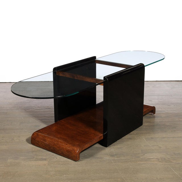 Art Deco Machine Age Bullet Form Glass Top Cocktail Table in Book ...