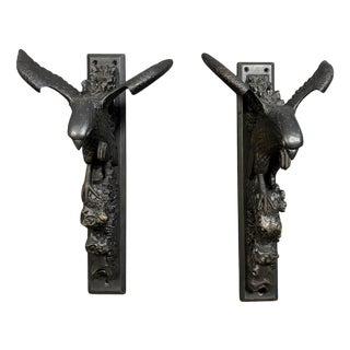 Napoleon III Wall Sculptures in Blackened Wood, 1880, Set of 2 For Sale