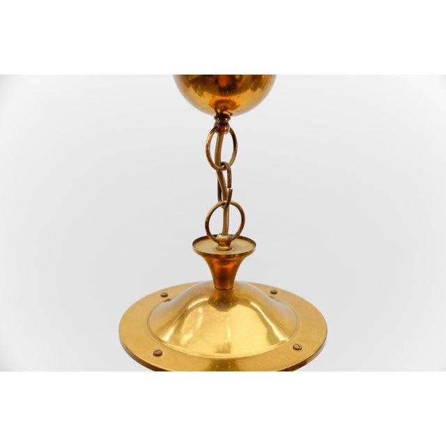 Metal Mid-Century Modern Ceiling Lamp in Copper with Brass and Glass, 1950s For Sale - Image 7 of 10