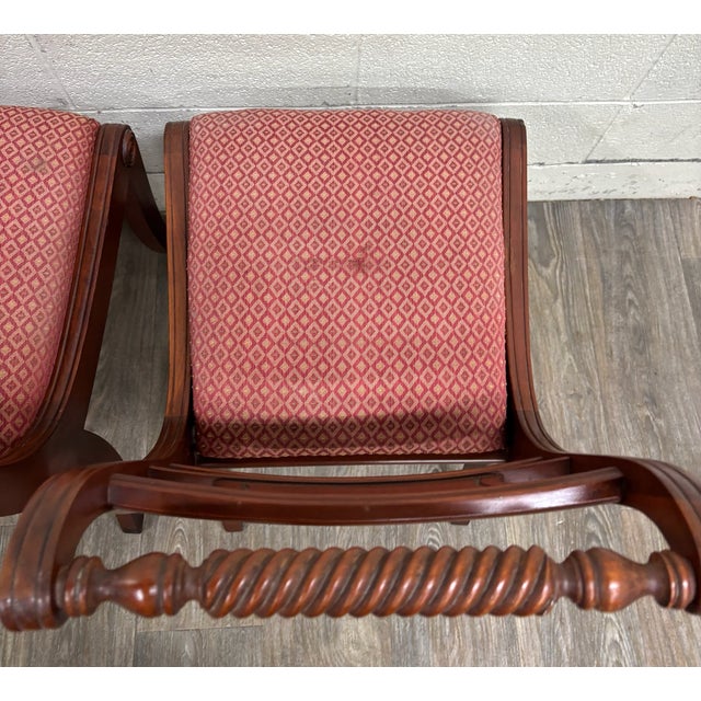 Vintage Willett Furniture Regency Style Barley Twist Top Mahogany Dining Chairs For Sale - Image 10 of 12