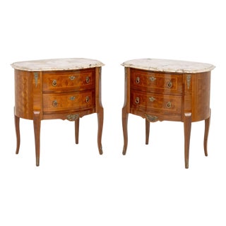 Pair of Louis XV Style Parquetry Commodes For Sale