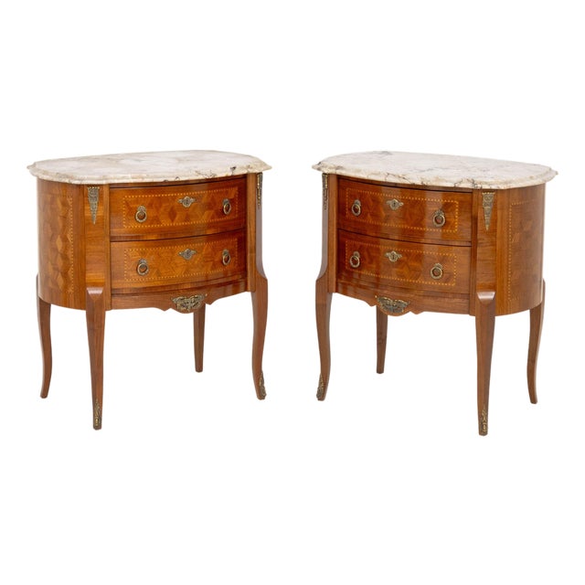 Pair of Louis XV Style Parquetry Commodes For Sale