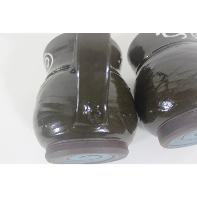 Vintage Signed Studio Pottery Coffee Mugs- A Pair For Sale - Image 9 of 10