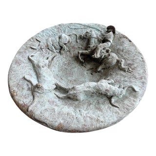 Western Ceramic Decor Bowl With Cowboy and Cattle For Sale