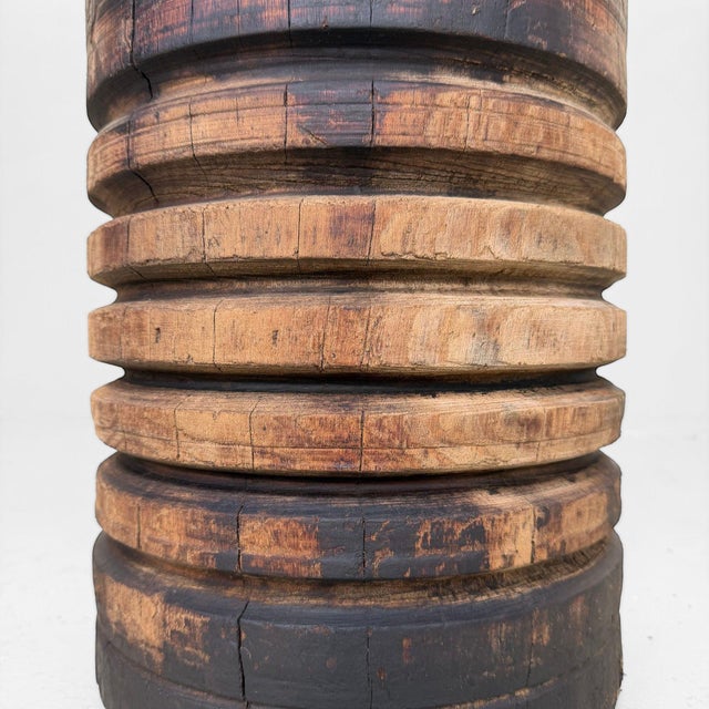 Mid-Century Modern Japanese Industrial Wooden Pulley, 1930s-1950s For Sale - Image 3 of 12