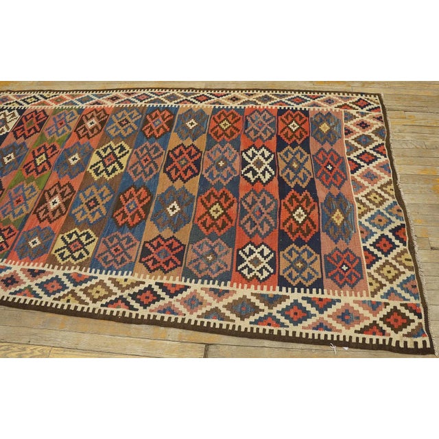 1920s Multi Geometric Kilim Antique Nw Persian Rug "4'8" X 15' Flat Weave Wool Carpet For Sale - Image 4 of 12