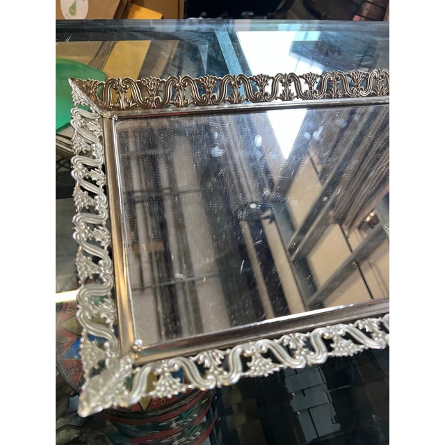 Up for consideration is a beautiful vintage mirrored detailed vanity tray. This would look lovely in your home and it is a...